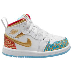 Boys' Toddler - Jordan 1 Mid SS - White/Metallic Gold/Univ Red