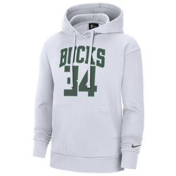 Men's - Nike Bucks Essential Name & Number Pullover Hoodie - White/Green