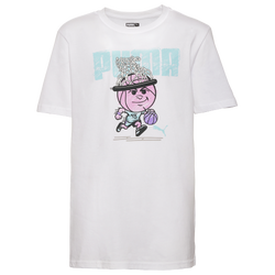 Boys' Grade School - PUMA Net Crown Graphic T-Shirt - White/Pink