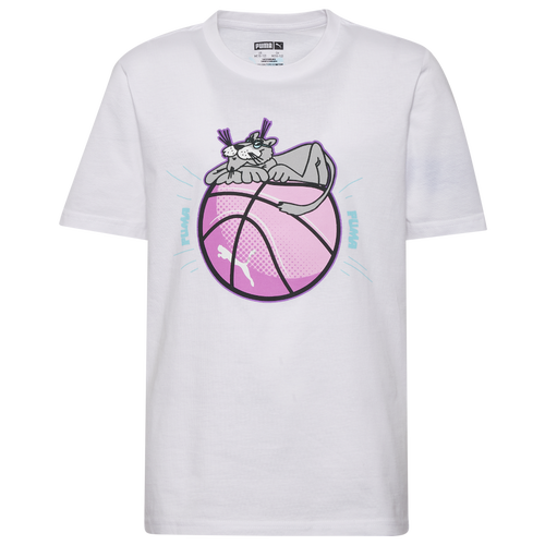 

Boys PUMA PUMA Sitting Ball Graphic T-Shirt - Boys' Grade School White/Pink Size S