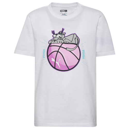 BOYS - PUMA Sitting Ball Graphic T-Shirt - Pink/White