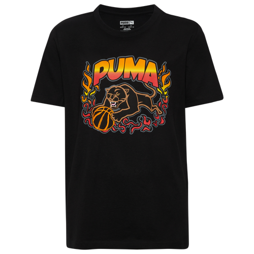 BOYS - PUMA Flaming Hot Graphic T-Shirt - Orange/Black