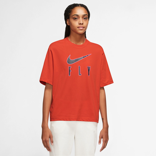 

Nike Womens Nike Swoosh Fly Boxy T-Shirt - Womens Picante Red Size M