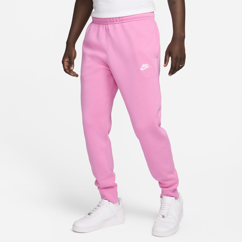 Shop Nike Mens  Club Joggers In Playful Pink/playful Pink/white