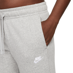 Women's - Nike NSW Club Fleece Mid Rise Pant Wide - Dk Grey Heather/White