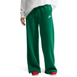 Women's - Nike NSW Club Fleece Mid Rise Pants Wide - White/Malachite