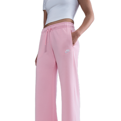 Women's - Nike NSW Club Fleece Mid Rise Pant Wide - Med Soft Pink/White