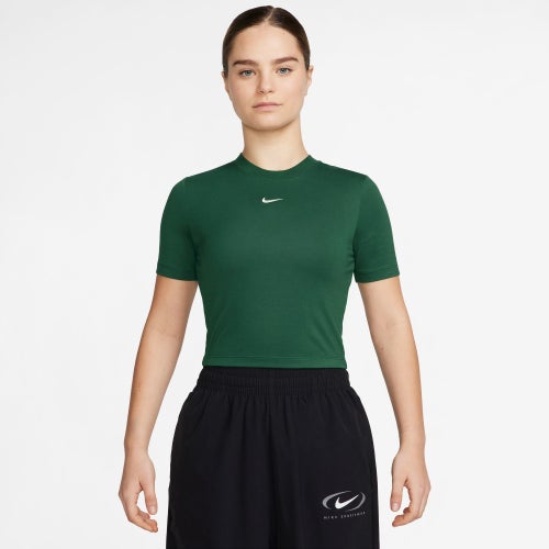 WOMENS - Nike NSW Essential Slim Crop LBR T-Shirt - Gorge Green/Sail