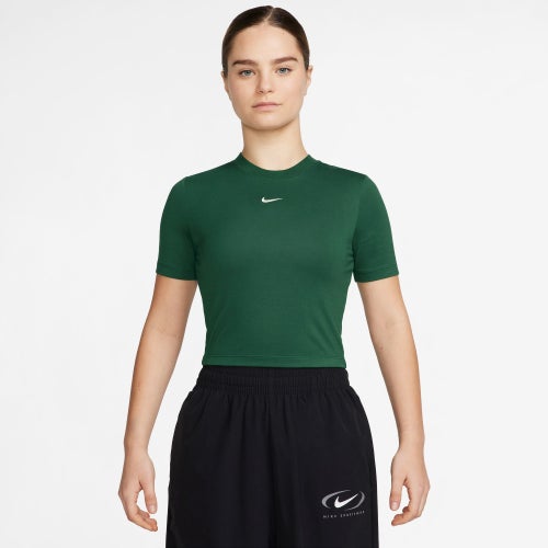 

Nike Womens Nike NSW Essential Slim Crop LBR T-Shirt - Womens Gorge Green/Sail Size L