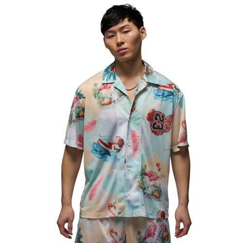 MENS - Jordan Essential SMR PK Printed Camp Top - Sail/Carolina