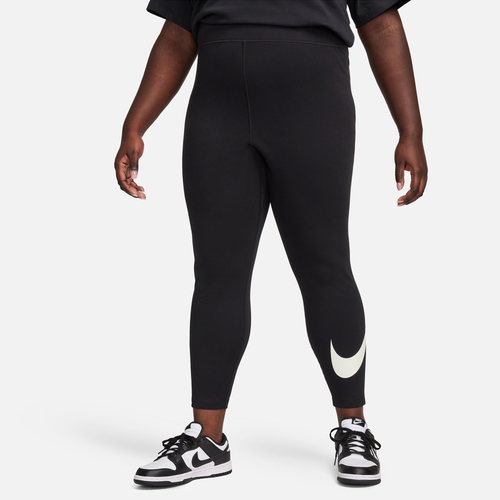 Shop Nike Womens  Plus Classic Gx Hr Swoosh Tights In Black/sail