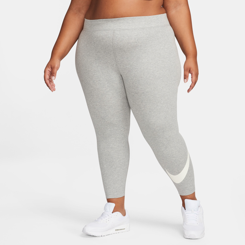 Shop Nike Womens  Plus Classic Gx Hr Swoosh Tights In Dark Heather Grey