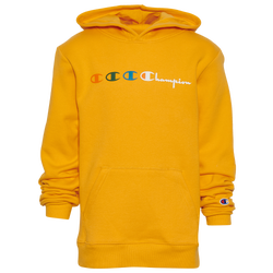 Boys' Grade School - Champion Script Full-Zip Hoodie - Yellow/White