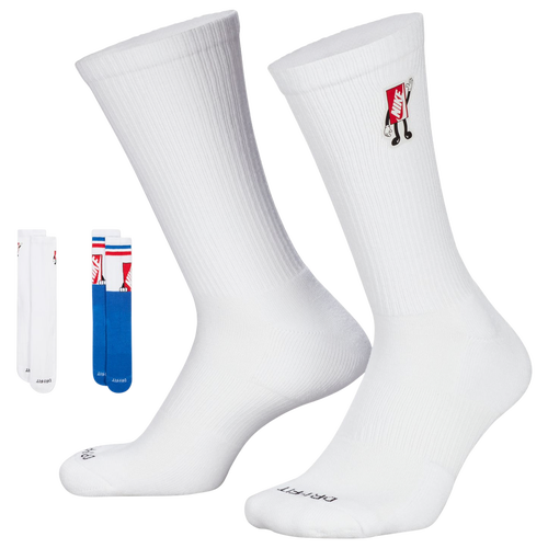 

Men's Nike Nike Everyday Plush Cushioned Crew Socks - Men's White/Royal/Red Size M
