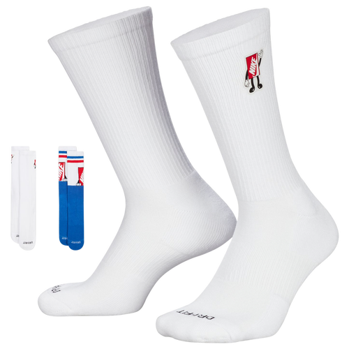 Shop Nike Men's   Everyday Plush Cushioned Crew Socks In White/royal/red