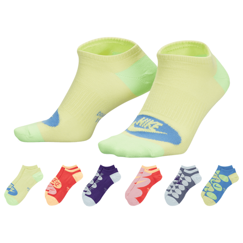 

Nike Womens Nike Everyday Lightweight No Show 6 Pack Socks - Womens Lemon Twist/Ember Glow/Purple Size L