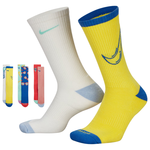 

Men's Nike Nike Everyday 3 Pack Cushioned Crew Socks - Men's White/Optic Yellow/Emerald Size S