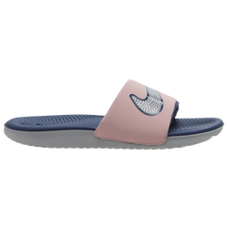 Girls' Grade School - Nike Kawa Slides SE - Pink Glaze/Navy/Silver