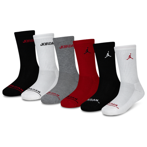 

Boys Jordan Jordan Legend Crew Socks 6-Pack - Boys' Grade School Red/Black/White Size M