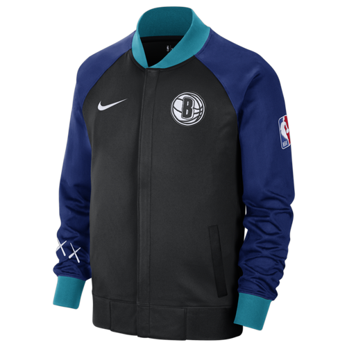 Shop Nike Mens  Nets Dri-fit Ce Showtime Long Sleeve Fz Jacket In Rush Blue/black/chile Red
