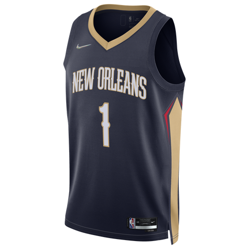 

Nike Mens Zion Williamson Nike Pelicans Dri-FIT Swingman DMD Icon Jersey - Mens Gold/Navy Size M