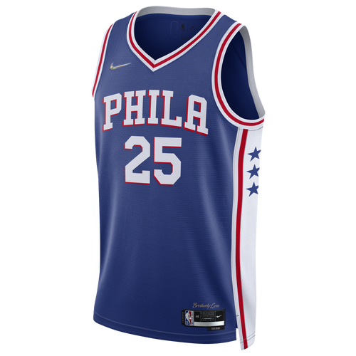 

Nike Mens Ben Simmons Nike 76ers Dri-FIT Swingman DMD Icon Jersey - Mens White/Rush Blue Size S