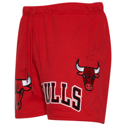Men's - Pro Standard Bulls NBA Button Up Mesh Shorts - Red/Red