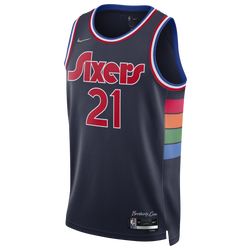 Men's - Nike 76ers Moment Swingman Jersey - Navy/White