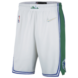 Men's - Nike Mavericks NBA Swingman Shorts 21 - White/Green