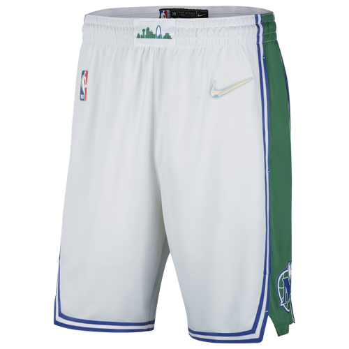 

Nike Mens Nike Mavericks NBA Swingman Shorts 21 - Mens White/Green Size S