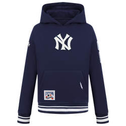 Boys' Grade School - Pro Standard Yankees Retro Classic BB Ribbed Fleece PO Hoodie - White/Navy