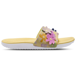 Girls' Preschool - Nike Kawa Slides SE - Soft Yellow/Light Magenta/Silt Red