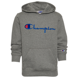 Boys' Grade School - Champion Script Hoodie - Grey/White
