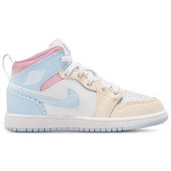 Girls' Preschool - Jordan 1 Mid SE Fem - Half Blue/Pale Ivory/White