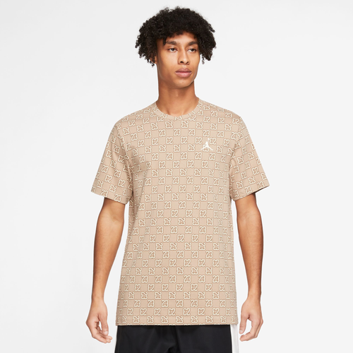 

Jordan Mens Jordan Flight Essentials AOP Short Sleeve Crew - Mens Hemp/Sandddrift/White Size M