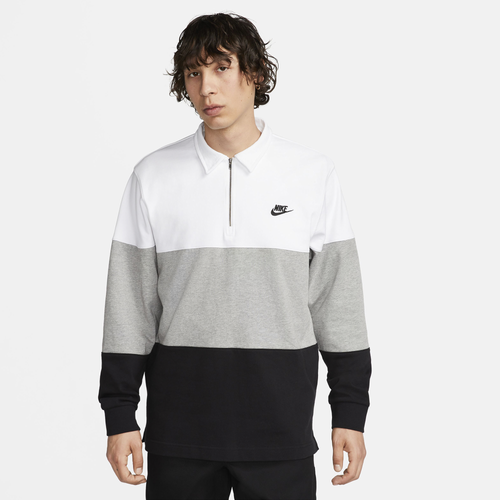 

Nike Mens Nike Club+ Knit CB LS Top - Mens Dark Grey Heather/White/Black Size S