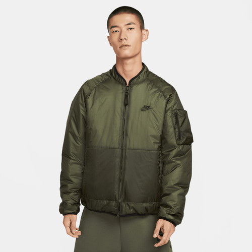 Shop Nike Mens  Tech Insulated Woven Jacket In Olive/black