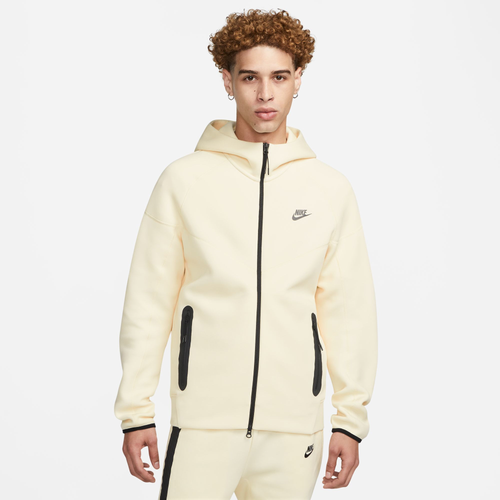 Shop Nike Mens  Tech Fleece Full-zip Hoodie In Beige/black