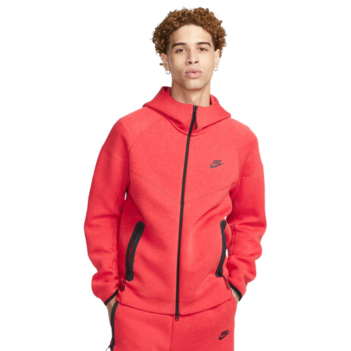 Nike Mens Tech Fleece Full Zip Windrunner Heather Hoodie In Red