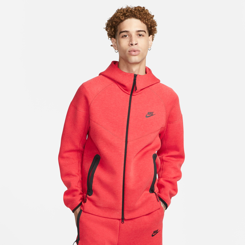 Shop Nike Mens  Tech Fleece Full-zip Hoodie In Black/red