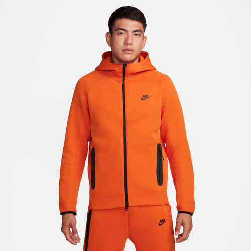 Shop Nike Mens  Tech Fleece Full-zip Hoodie In Black/orange