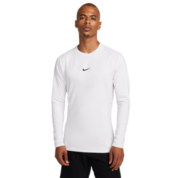 Men's - Nike Pro Top Warm LS Crew - White/Black