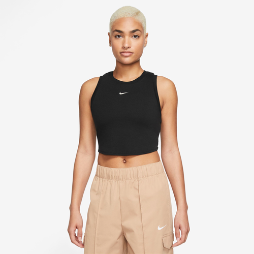 

Nike Womens Nike Essential Rib Crop Tank - Womens Black/Beige Size XL