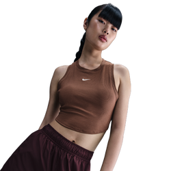 Women's - Nike Essential Rib Crop Tank - Fauna Brown/Sail