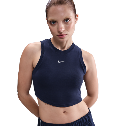 WOMENS - Nike Essential Rib Crop Tank - Sail/Midnight Navy
