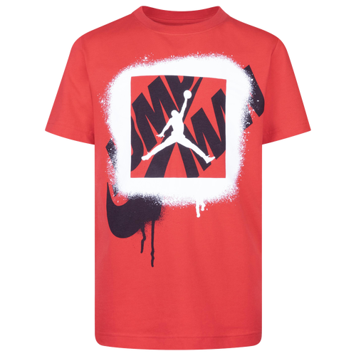 

Boys Jordan Jordan Jumpman Stencil T-Shirt - Boys' Grade School Fire Red/White Size S