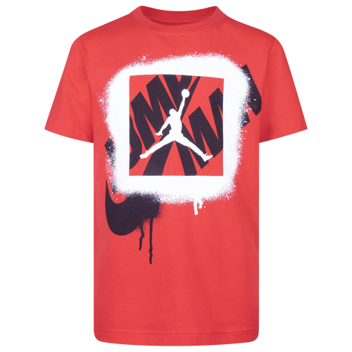 

Boys Jordan Jordan Jumpman Stencil T-Shirt - Boys' Grade School Fire Red/White Size L