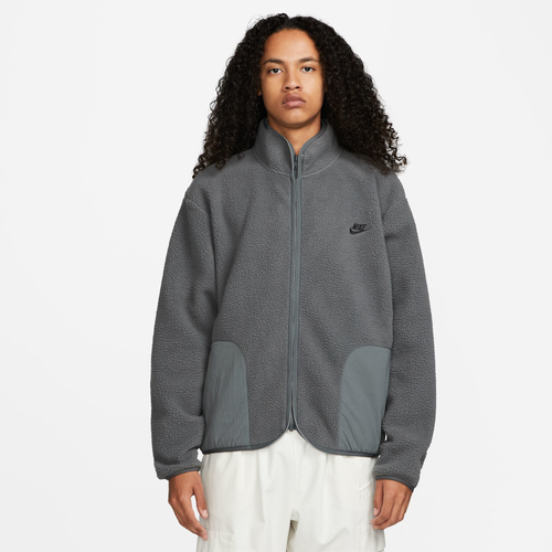 Nike Mens  Club Plus Sherpa Winter Jacket In Grey/black