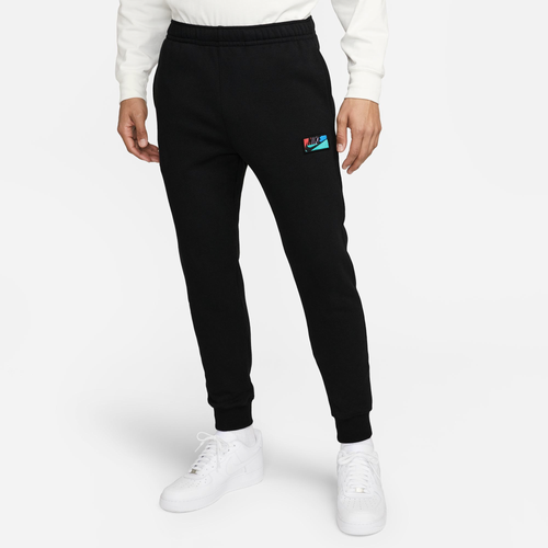 Nike Men's Club Fleece Logo Patch Jogger Pants In Black/black