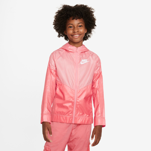 

Girls Nike Nike Windrunner Jacket - Girls' Grade School Coral Chalk/Sea Coral/White Size L